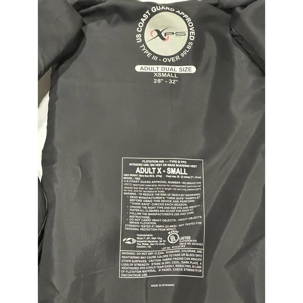 XPS Adult Dual Size Life Jacket US Coast Guard Approved Red and Black XS 28"-32" - Picture 7 of 7